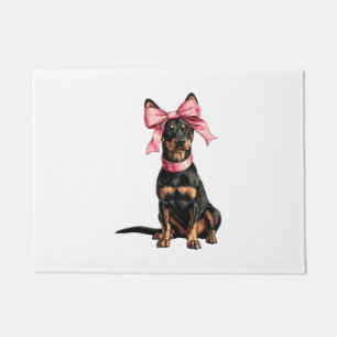 Coquette Bow Doberman Dog Mum Girl Pink Doormat