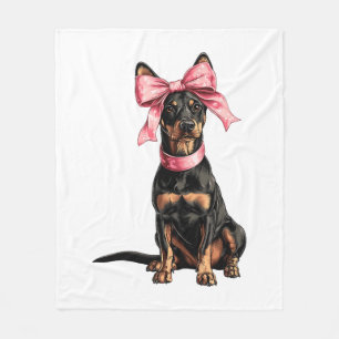 Coquette Bow Doberman Dog Mum Girl Pink Fleece Blanket