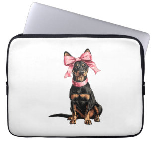 Coquette Bow Doberman Dog Mum Girl Pink Laptop Sleeve
