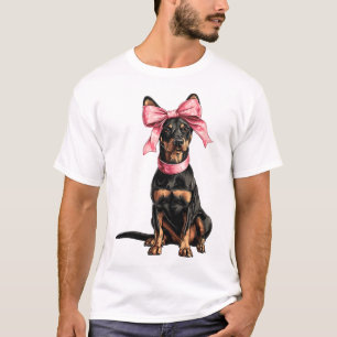 Coquette Bow Doberman Dog Mum Girl Pink T-Shirt