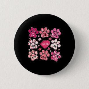 Coquette Bow Dog Paw Print Heart Valentine Dog Mom 6 Cm Round Badge