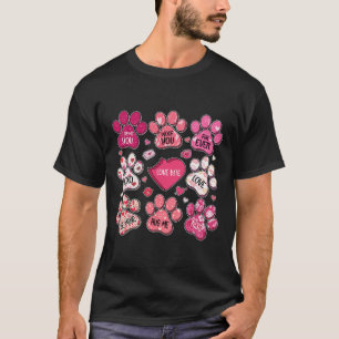 Coquette Bow Dog Paw Print Heart Valentine Dog Mom T-Shirt