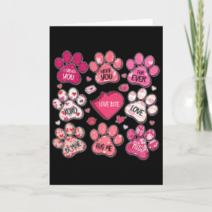 Coquette Bow Dog Paw Print Heart Valentine Dog Mum Card