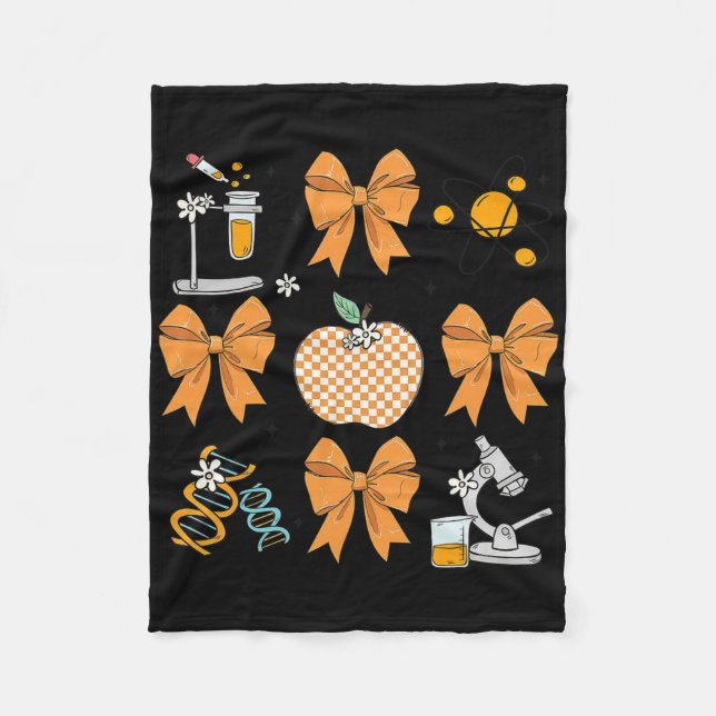 Coquette Bow Fall Science Teacher Stem Teacher Tha Fleece Blanket (Front)