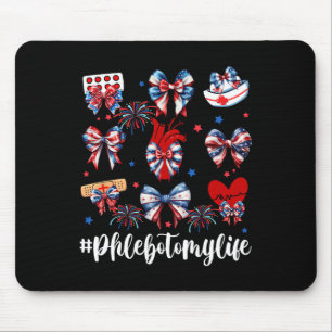 Coquette Bow Fireworks Phlebotomy Happy 4th Of Jul Mouse Pad