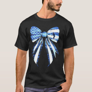 Coquette Bow Fish Fishing Fisher US Flag Pride Pat T-Shirt