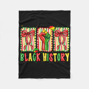 Coquette Bow Fist I Am Black History Month African Fleece Blanket