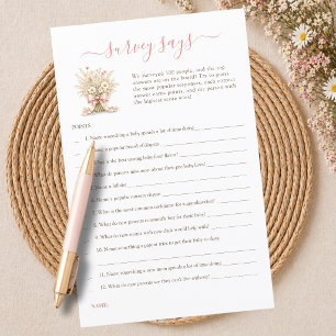 Coquette Bow Floral Baby Shower Game Survey Says