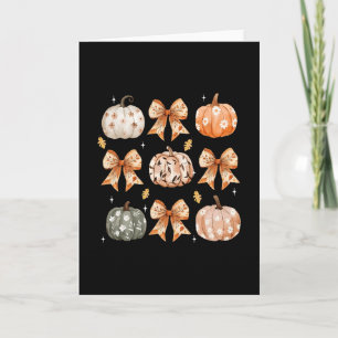 Coquette Bow Floral Pumpkin Thanksgiving Rustic Fa Card