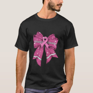 Coquette Bow Football Game Day Pink Breast Cancer T-Shirt
