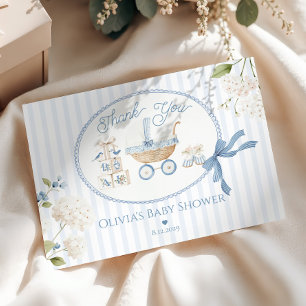 Coquette Bow French vintage carriage Baby Shower Thank You Card