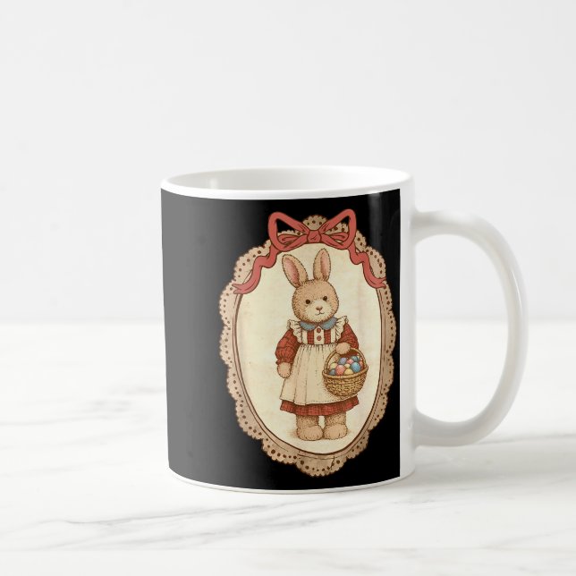 Coquette Bow Funny Bunny Eggs Rabbit Happy Easter  Coffee Mug (Right)