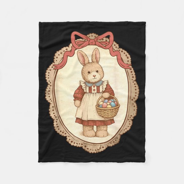 Coquette Bow Funny Bunny Eggs Rabbit Happy Easter  Fleece Blanket (Front)