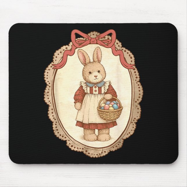 Coquette Bow Funny Bunny Eggs Rabbit Happy Easter  Mouse Pad (Front)