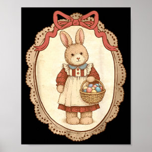 Coquette Bow Funny Bunny Eggs Rabbit Happy Easter Poster