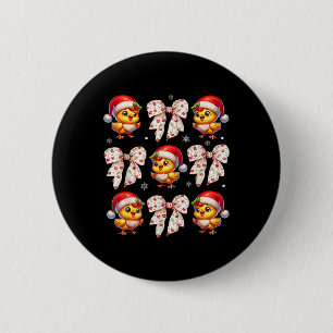 Coquette Bow Funny Chicken Christmas Farm Animal C 6 Cm Round Badge