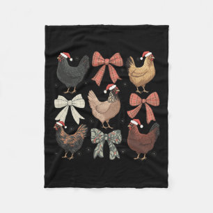 Coquette Bow Funny Chicken Christmas Farm Animal C Fleece Blanket