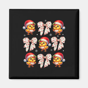 Coquette Bow Funny Chicken Christmas Farm Animal C Magnet