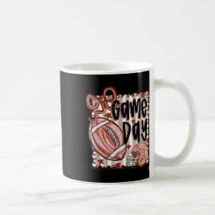 Coquette Bow Funny Girly Football Game Day Touchdo Coffee Mug