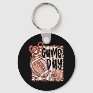 Coquette Bow Funny Girly Football Game Day Touchdo Key Ring
