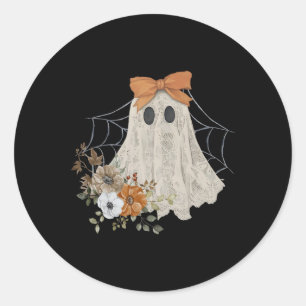 Coquette Bow Funny Halloween Lace Ghost Girly Spoo Classic Round Sticker