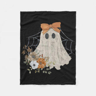 Coquette Bow Funny Halloween Lace Ghost Girly Spoo Fleece Blanket