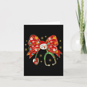 Coquette Bow Funny Nurse Christmas Stethoscope San Card
