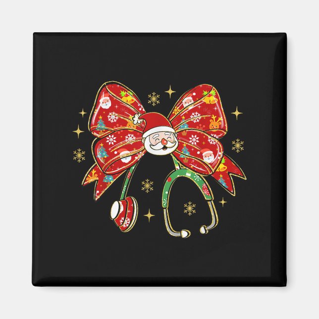 Coquette Bow Funny Nurse Christmas Stethoscope San Magnet (Front)