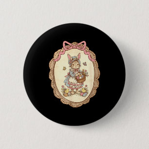 Coquette Bow Funny Rabbit Bunny Eggs Happy Easter 6 Cm Round Badge