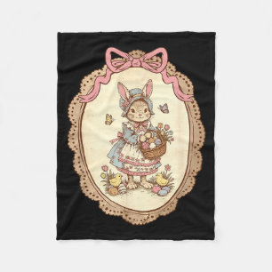 Coquette Bow Funny Rabbit Bunny Eggs Happy Easter Fleece Blanket