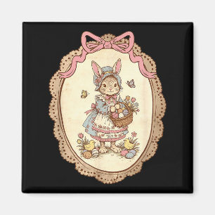 Coquette Bow Funny Rabbit Bunny Eggs Happy Easter Magnet