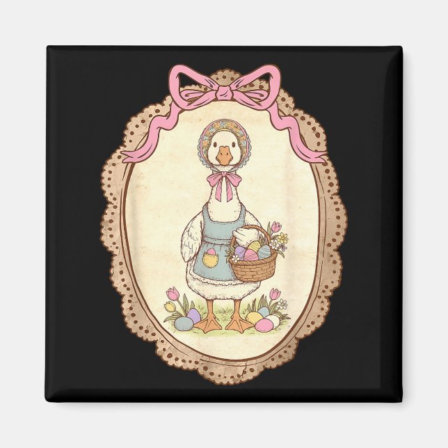 Coquette Bow Funny Silly Goose Bunny Eggs Happy Ea Magnet (Front)