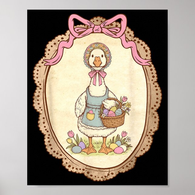Coquette Bow Funny Silly Goose Bunny Eggs Happy Ea Poster (Front)