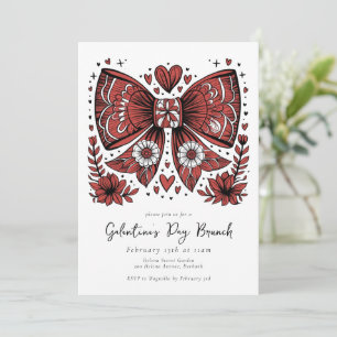 Coquette Bow Galentine's Day Brunch Invitation