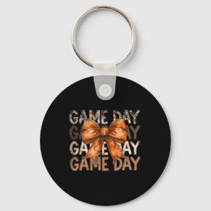 Coquette Bow Game Day American Footll Autumn Thank Key Ring