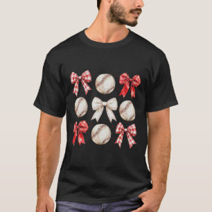 Coquette Bow Game Day Sell Softll Cheer Mama Mum L T-Shirt