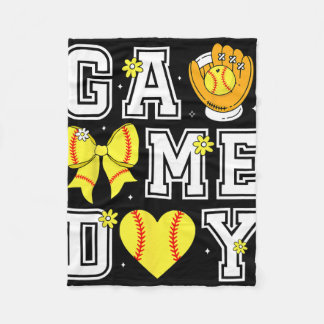 Coquette Bow Game Day Sell Softll Heart Love Cheer Fleece Blanket