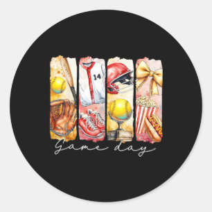 Coquette Bow Game Day Sell Softll Heart Love Mum L Classic Round Sticker