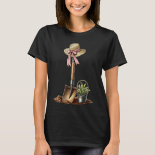 Coquette Bow Gardening Gardener Shovel Mothers Day T-Shirt