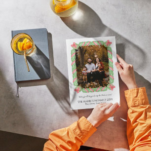 Coquette Bow Garland Christmas Photo Card 