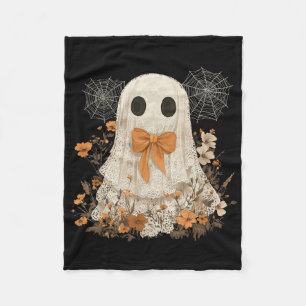 Coquette Bow Ghost Halloween Flower Ghost Spooky L Fleece Blanket