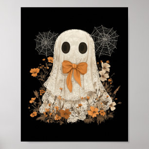 Coquette Bow Ghost Halloween Flower Ghost Spooky L Poster
