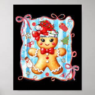 Coquette Bow Gingerbread Merry Christmas Xmas Paja Poster