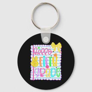 Coquette Bow Girly Hello Fifth Grade Teacher Back Key Ring
