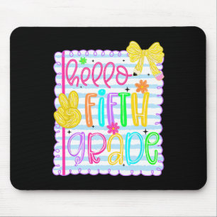 Coquette Bow Girly Hello Fifth Grade Teacher Back Mouse Pad
