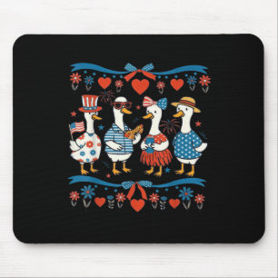 Coquette Bow Goose Patriotic 4th Of July Women Gir Mouse Pad
