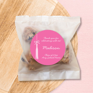 Coquette Bow Grad Tassel Pink 2025 Graduation Classic Round Sticker