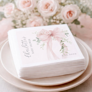 Coquette Bow Greenery Baby in bloom baby Shower Napkin