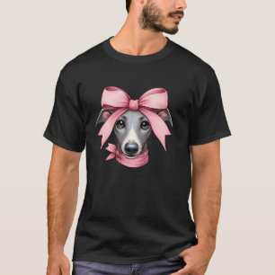 Coquette Bow Greyhound Dog Mum Pink Ribbon Cute Mo T-Shirt