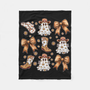 Coquette Bow Halloween Ghost Western Cowgirl Howdy Fleece Blanket